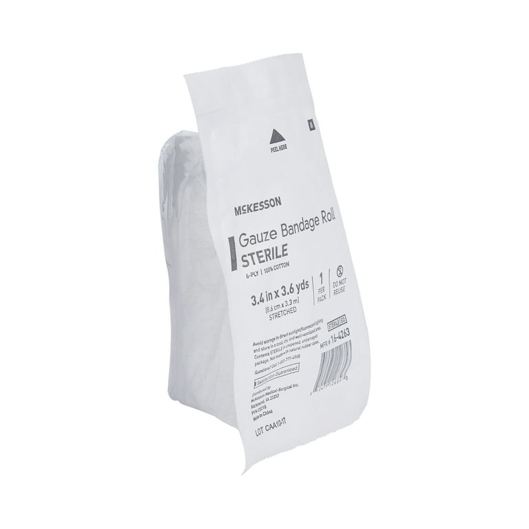 McKesson Fluff Bandage Roll, 3.4 Inch x 3.6 Yard, Six Ply