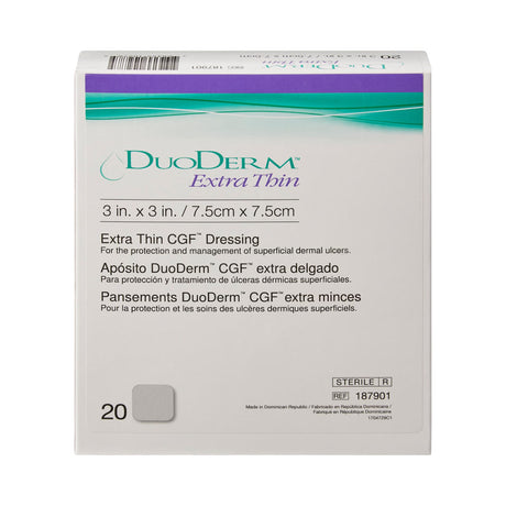 ConvaTec DuoDERM Extra Thin CGF Hydrocolloid Dressing, Square, Film Backing — 3" x 3"