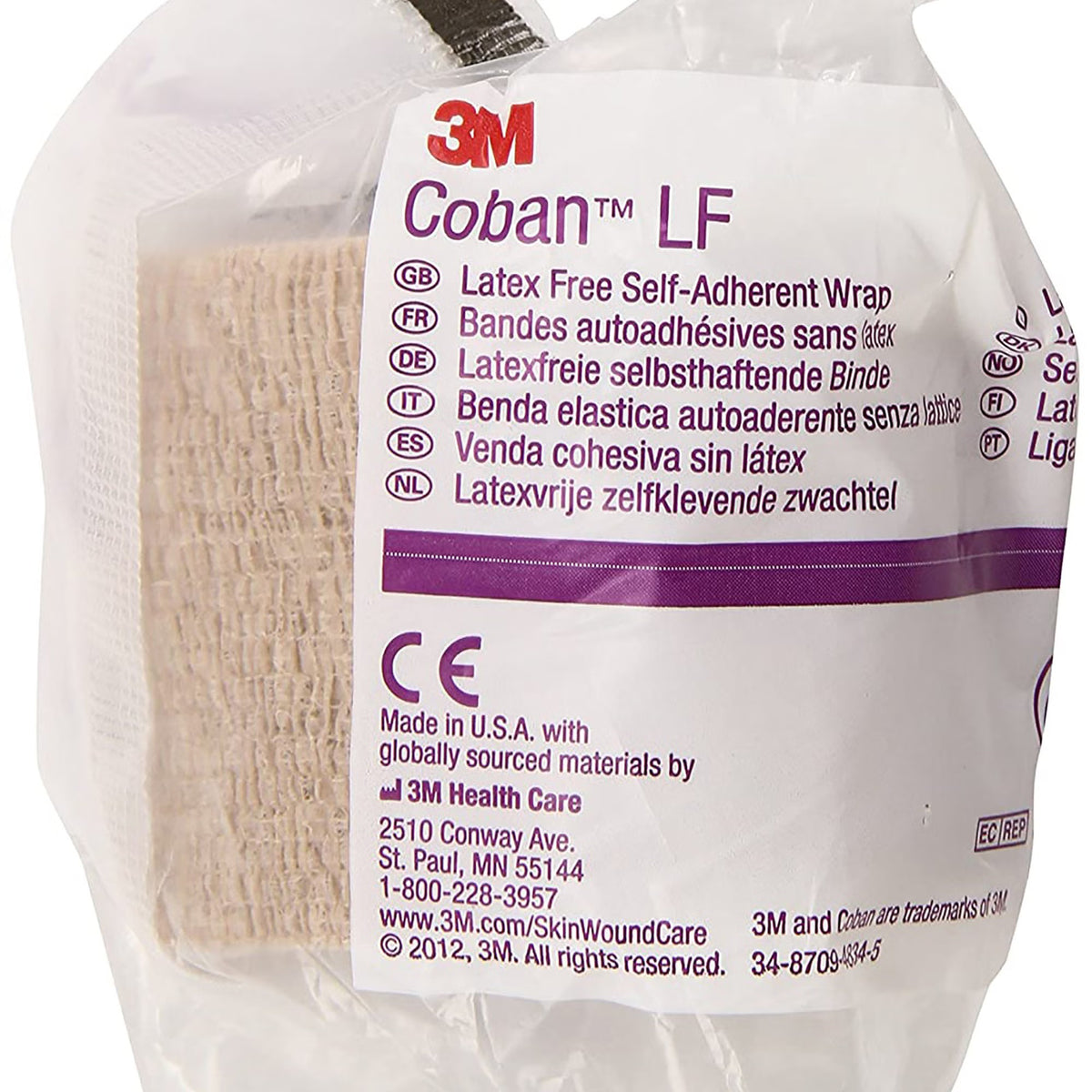 3M Coban LF, Self-Adherent Cohesive Bandage, Tan, Elastic Nonwoven, Latex-Free, Non-Sterile, Standard Compression - LL Medico
