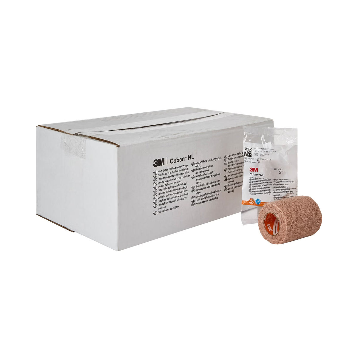 3M Coban LF, Self-Adherent Cohesive Bandage, Tan, Elastic Nonwoven, Latex-Free, Non-Sterile, Standard Compression - LL Medico