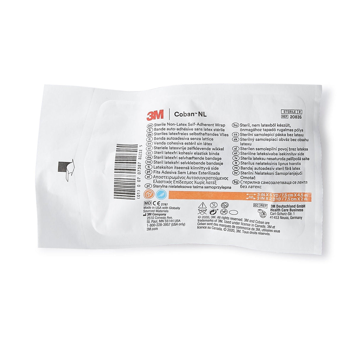 3M Coban LF Cohesive Bandage, Self-Adherent Closure, Tan, Elastic / Nonwoven, Sterile Latex-Free, Standard Compression - LL Medico