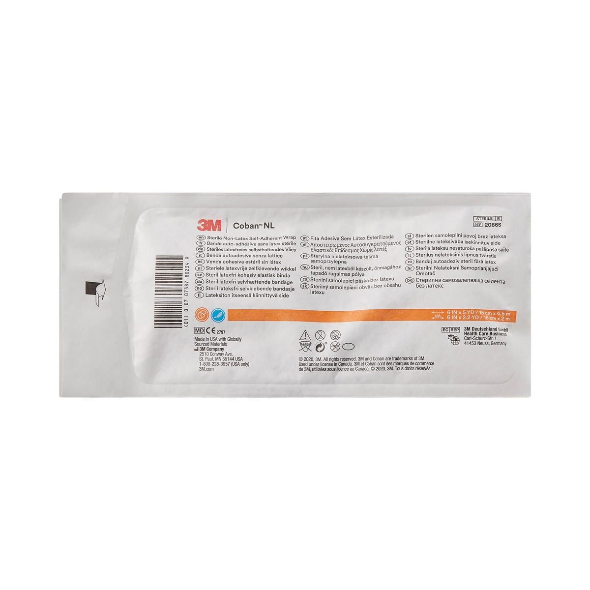 3M Coban LF Cohesive Bandage, Self-Adherent Closure, Tan, Elastic / Nonwoven, Sterile Latex-Free, Standard Compression - LL Medico