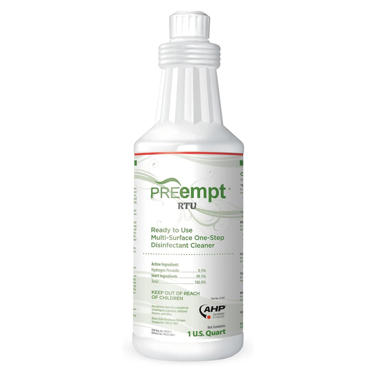 PREempt RTU Surface Disinfectant Cleaner, Peroxide Based, Liquid, 32 oz Bottle, Scented, Non-Sterile - 21101 - LL Medico
