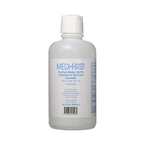Medi-First Ophthalmic Solution Eyewash, 98.3% Purified Water, 32 oz Squeeze Bottle - 21526 - LL Medico