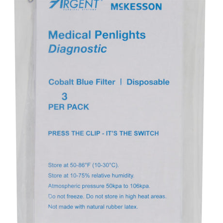 McKesson Penlight, White Light with Cobalt Filters, 4.5" Length, Disposable
