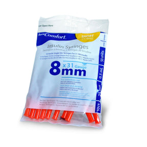 SureComfort Insulin Syringe with Needle, 0.5 mL, 31 Gauge, 0.313" - 22-6505 - LL Medico
