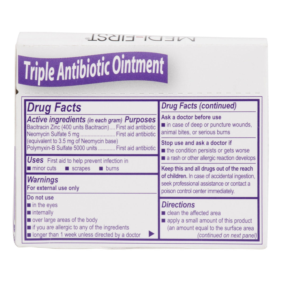 Medi-First Triple Antibiotic Ointment, First Aid Antibiotic, Bacitracin, Neomycin, Polymyxin B, 0.5 Gram Individual Packet - 22373 - LL Medico