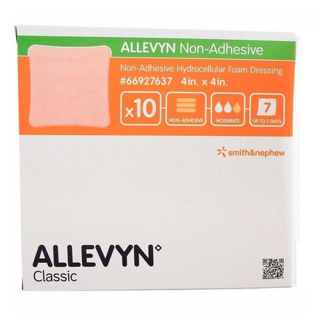 Smith & Nephew Allevyn Foam Dressing, Non-Adhesive Square, Sterile — 4" x 4"
