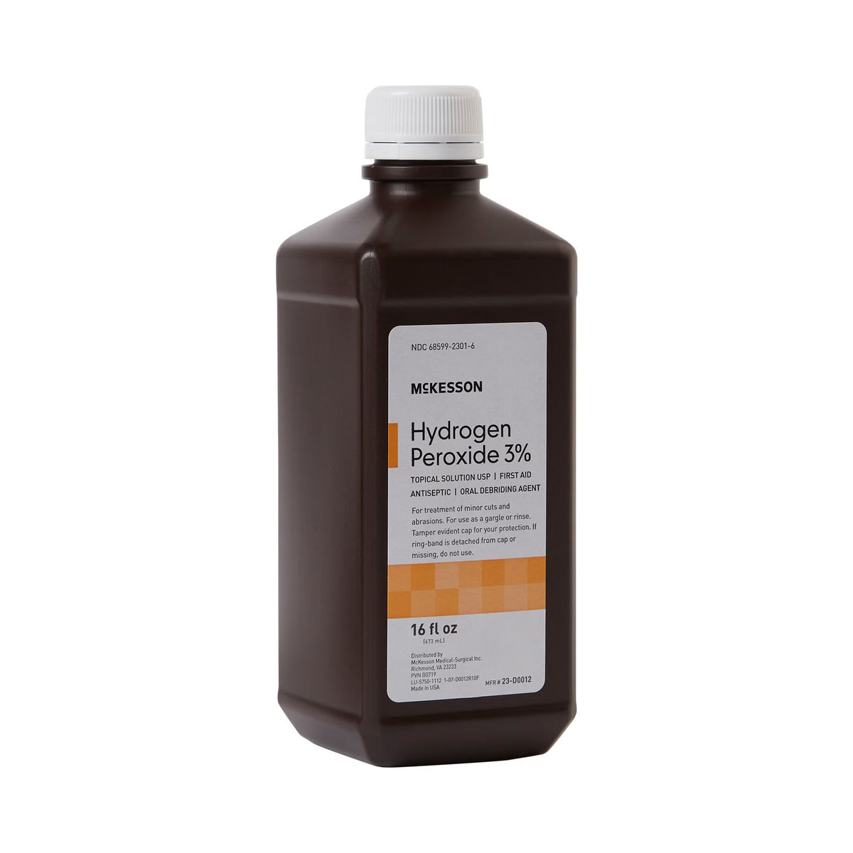 McKesson Hydrogen Peroxide, Antiseptic Topical Liquid, 16 oz Bottle - 23-D0012 - LL Medico