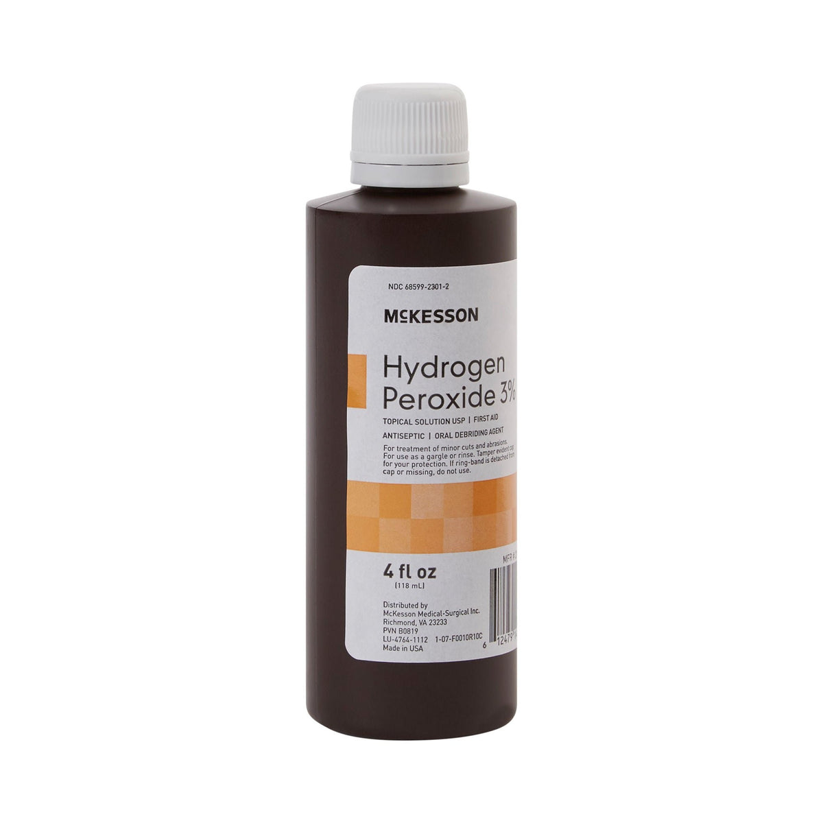 McKesson Hydrogen Peroxide, Antiseptic, Topical Liquid, 4 oz Bottle - 23-F0010 - LL Medico