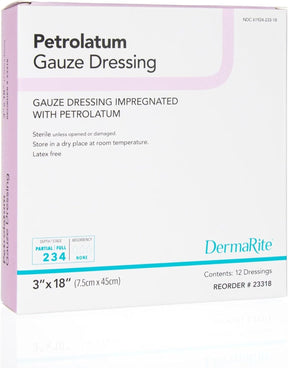 DermaRite Petrolatum Impregnated Dressing, 1 x 8 Inch
