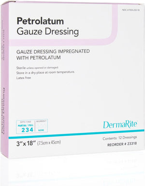 DermaRite Petrolatum Impregnated Dressing, 1 x 8 Inch