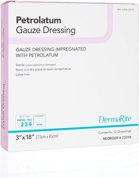 DermaRite Petrolatum Impregnated Dressing, 3 x 18 Inch