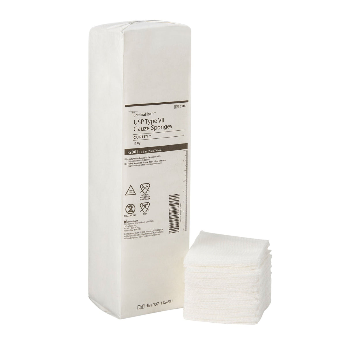 Curity Gauze Sponge, USP Type VII, White, 3 x 3", 12-Ply, Non-Sterile - 2346- - LL Medico