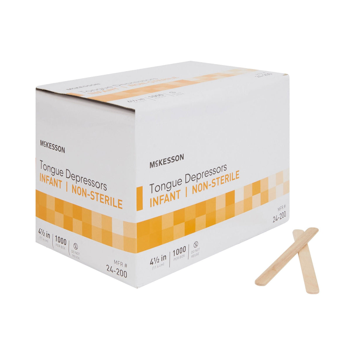 McKesson Tongue Depressor, Wood, Junior Size, 4.5"