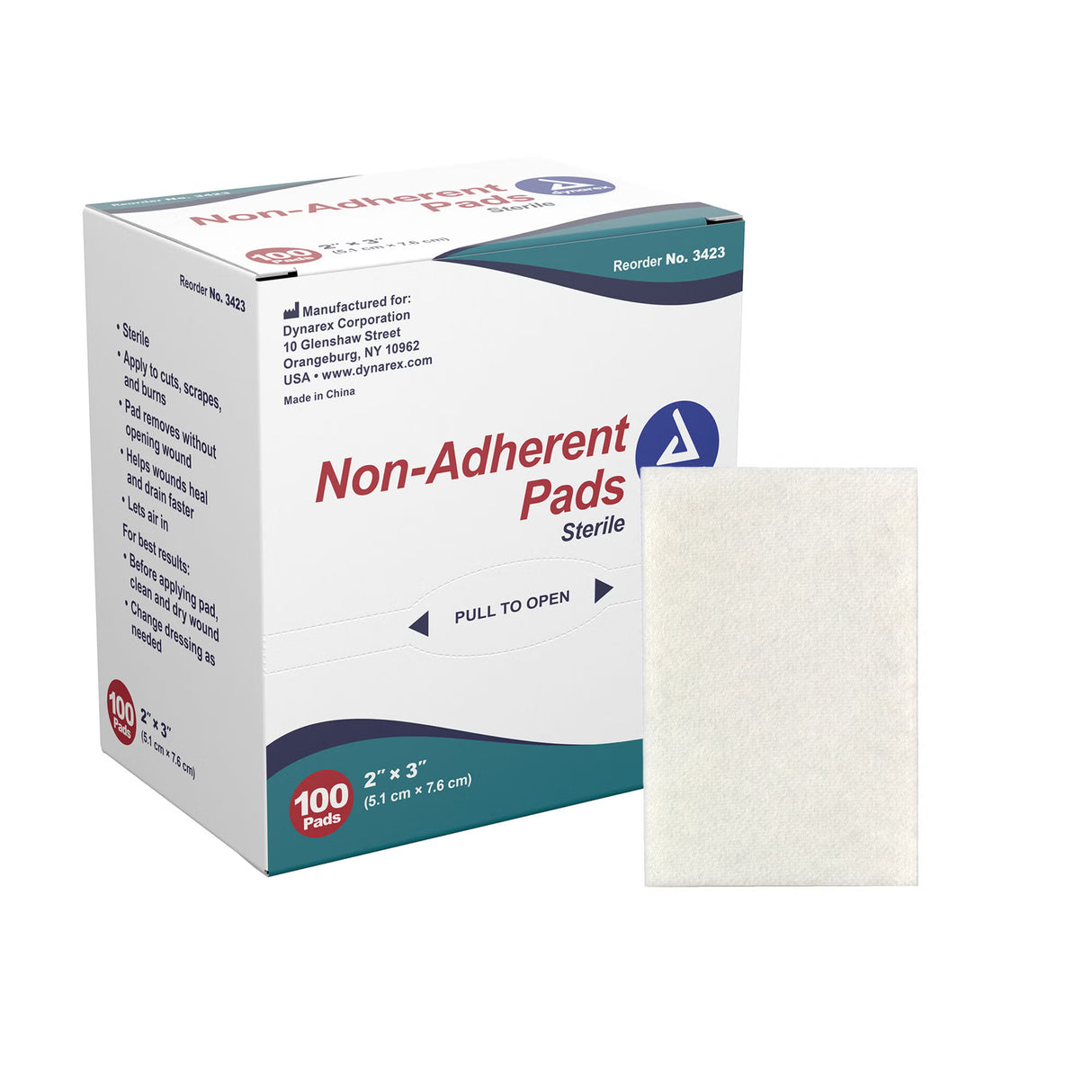 Dynarex Non-Adherent Pad, Sterile, 2" x 3" - 3423 - LL Medico