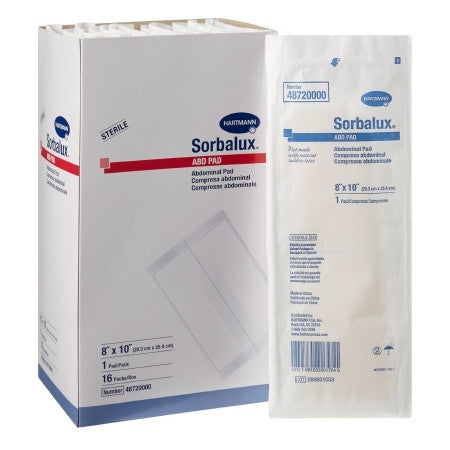 Sorbalux ABD Sterile Abdominal Pad, 8 x 10 Inch, One-Ply