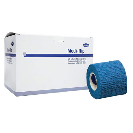Medi-Rip Cohesive Bandage, Self-Adherent, Blue, Cotton, NonSterile, 3" x 5 yd - 25330000-Box - LL Medico