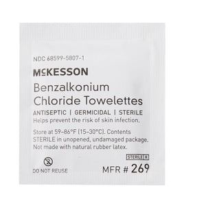 McKesson Benzalkonium Chloride Antiseptic Towelettes, Unscented