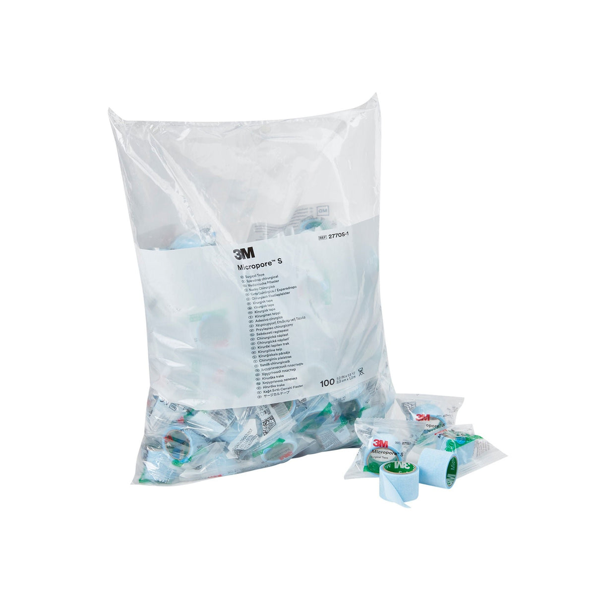 3M Micropore S Silicone Surgical Tape, Non-Sterile, Blue, 1 In x 1.5 Yd - 2770S-1 - LL Medico