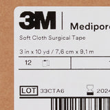 3M Medipore H Cloth Medical Tape, 3 Inch x 10 Yard, White