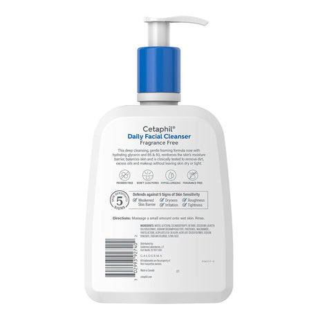 Cetaphil Daily Facial Cleanser Liquid, Fragrance Free, 16 fl oz