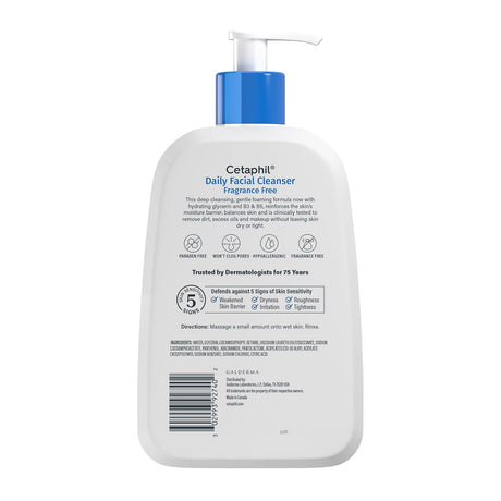 Cetaphil Daily Facial Cleanser Liquid, Fragrance Free, 16 fl oz