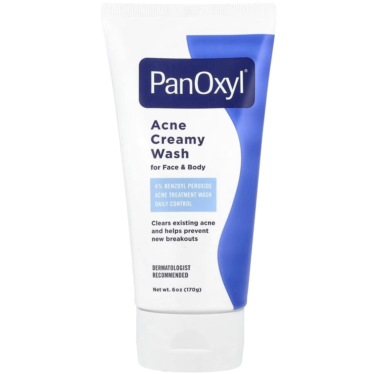 PanOxyl Acne Creamy Wash for Face & Body, 4% Benzoyl Peroxide, Unscented, 6 oz