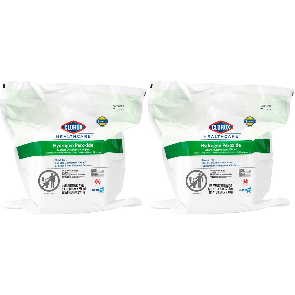 Clorox Healthcare Hydrogen Peroxide Cleaner Disinfectant Wipes, Premoistened, Surface Disinfectant Cleaner, 11" x 12", Unscented, Non-Sterile - 30827 - LL Medico