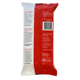 The back of a Tranquility Cleansing Wipes with Aloe package displays product info, usage warnings in several languages, Tranquility brand details, contact info, a barcode, and icons showing disposal instructions.