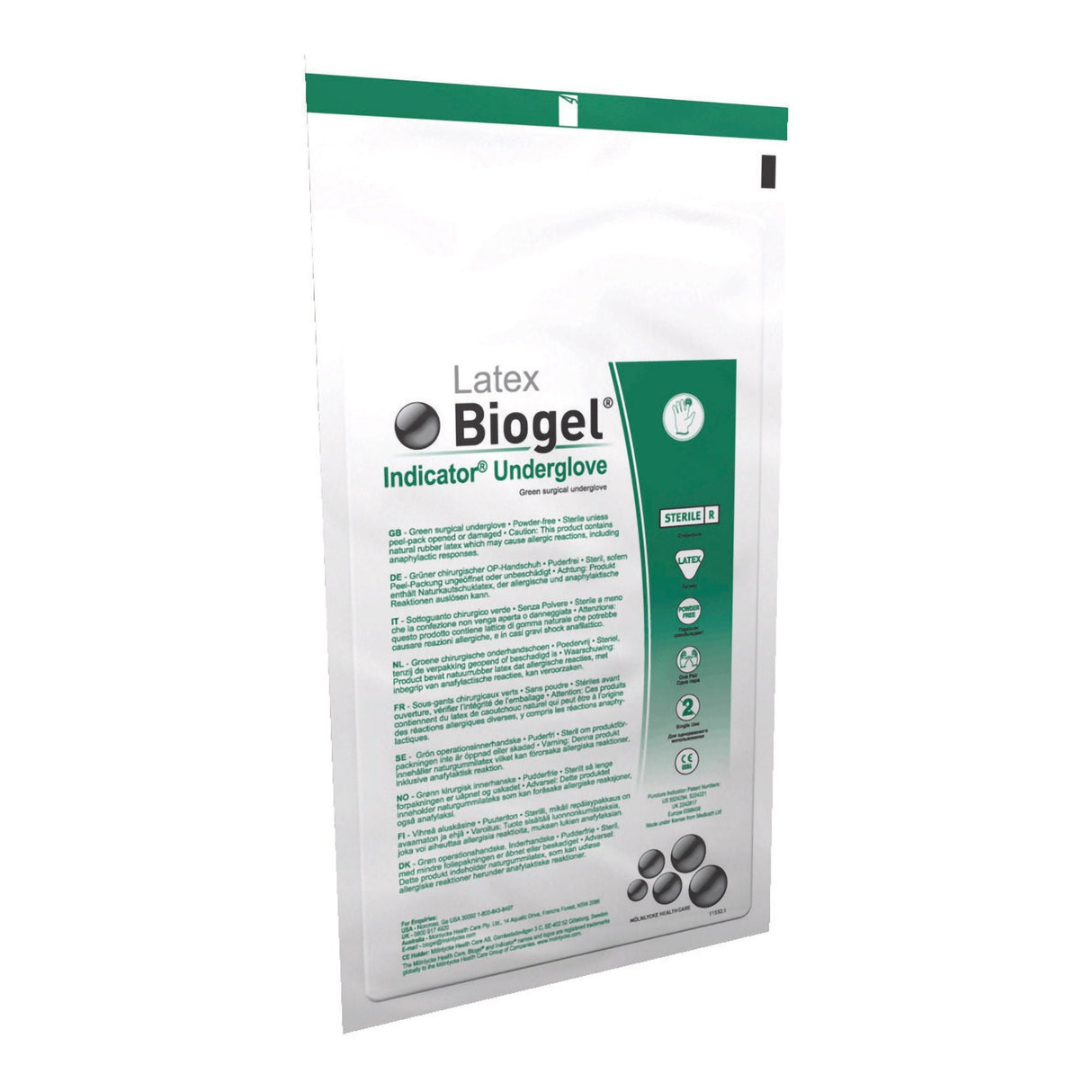 Biogel Indicator Underglove Latex Surgical Sterile, Green
