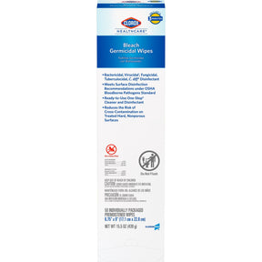Clorox Healthcare Bleach Germicidal Wipes, Premoistened Surface Disinfectant, Individual Packets, Fruity Floral Bleach Scent, Nonsterile, 6.75" x 9" - 31424 - LL Medico