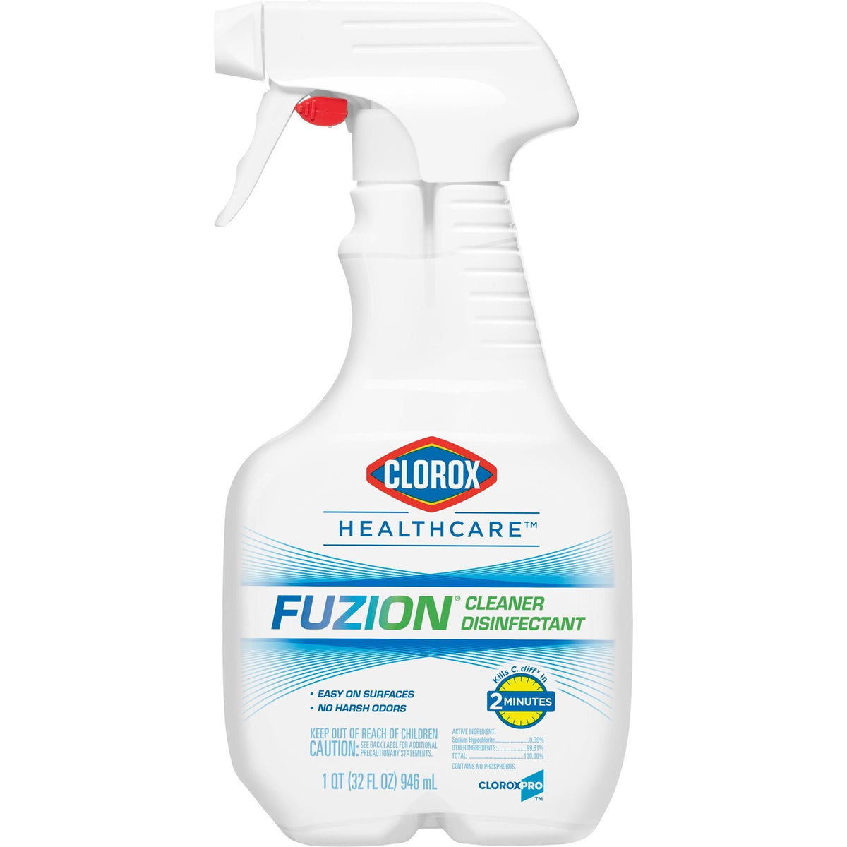 Clorox Healthcare Fuzion, Cleaner Disinfectant, Broad Spectrum, Trigger Spray, Liquid, 32 oz Bottle, Scented, Nonsterile - 31478 - LL Medico