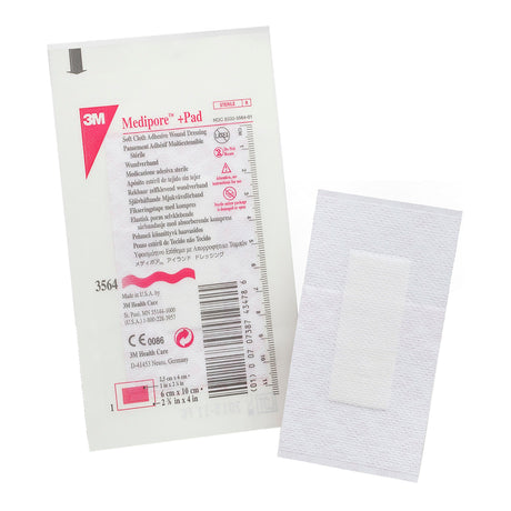 3M Medipore +Pad Soft Cloth Adhesive Wound Dressing, Sterile, 2 3/8" x 4"