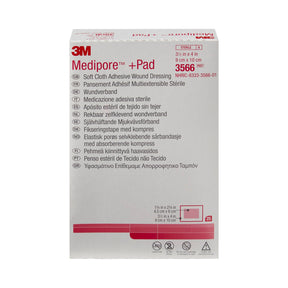 3M Medipore Composite Dressing, Rectangle Sterile Nonwoven Backing — 3.5" x 4"