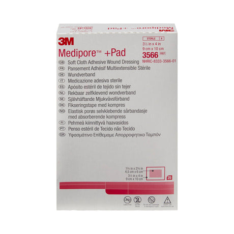 3M Medipore Composite Dressing, Rectangle Sterile Nonwoven Backing — 3.5" x 4"