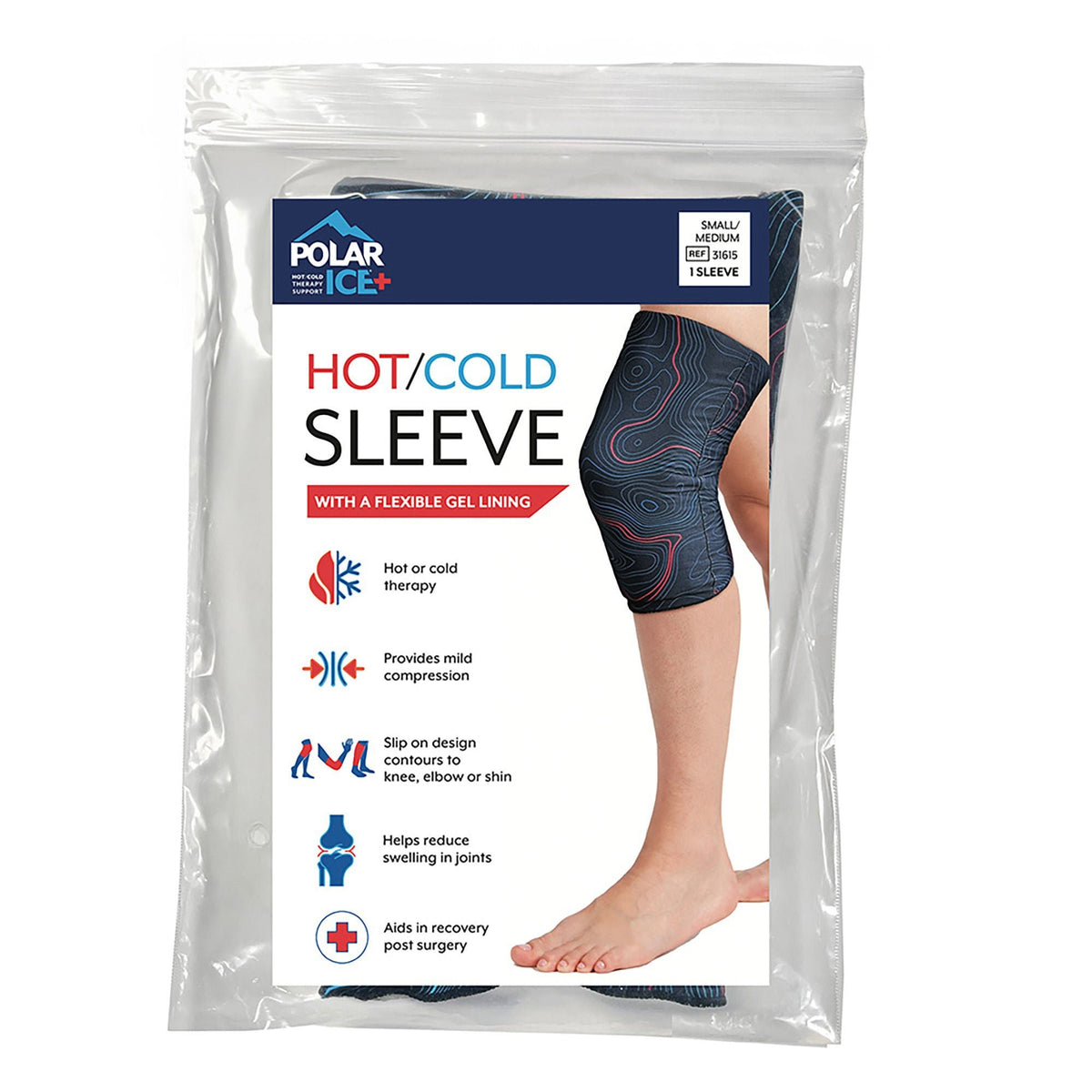 Polar Ice Hot / Cold Sleeve with Flexible Gel Lining, Large/X-Large, Gray Swirl - 31616 - LL Medico
