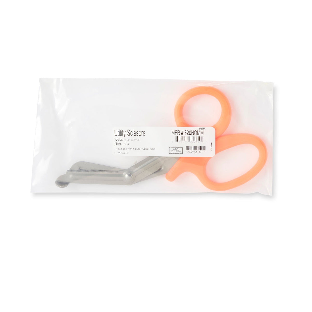 McKesson Medicut Trauma Shears, Orange, 7.25" Length, Medical Grade Stainless Steel, NonSterile, Finger Ring Handle, Blunt Tip - 320NOMM - LL Medico