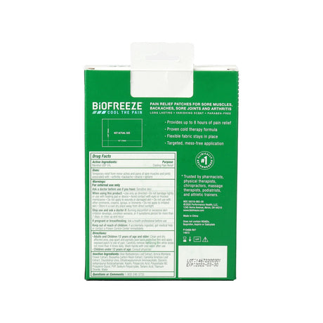 Biofreeze Classic Menthol Pain Relief Patch, 5% Menthol, Large