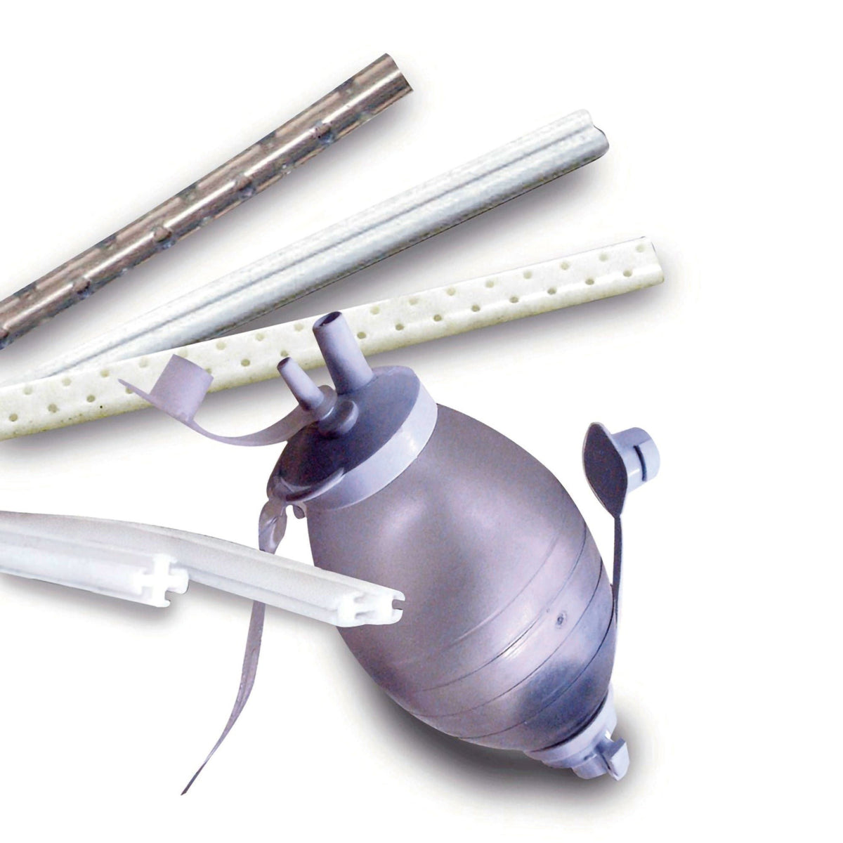 S-Vac Wound Drain, Round Hubless with Trocar, 4 Channel, Sterile, White, Silicone - 322227-Single - LL Medico