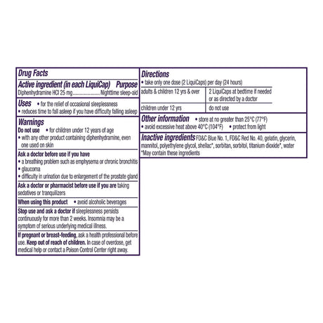 ZzzQuil Nighttime Sleep-Aid LiquiCaps, Diphenhydramine HCl 25 mg
