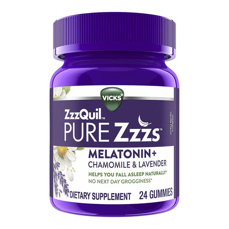 ZzzQuil Pure Zzzs Melatonin Gummies, Chamomile & Lavender, Wildberry Vanilla