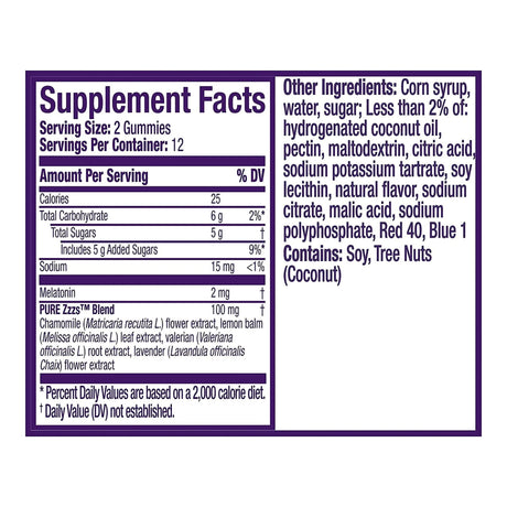 ZzzQuil Pure Zzzs Melatonin Gummies, Chamomile & Lavender, Wildberry Vanilla