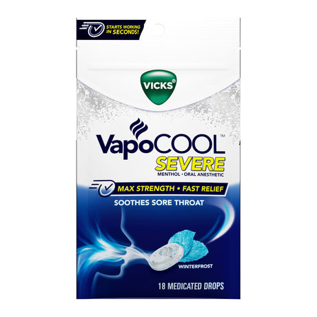 Vicks VapoCool Severe Medicated Drops, Winterfrost, Benzocaine/Menthol