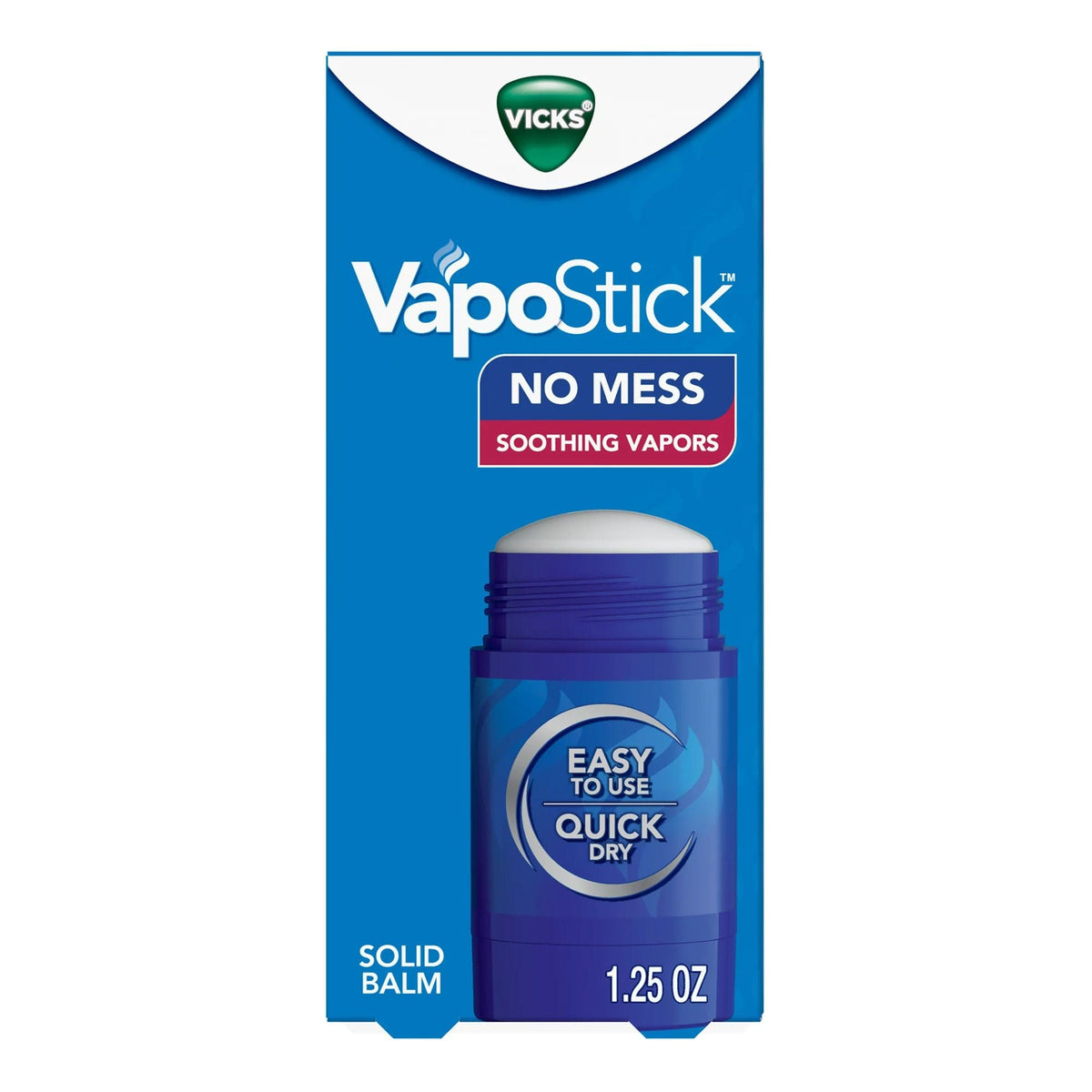 Vicks VapoStick Solid Balm, Non-Medicated, Soothing Vapors, 1.25 oz - 32390004343 - LL Medico