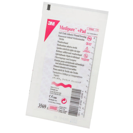 3M Medipore Composite Dressing, Rectangle Sterile Nonwoven Backing — 3.5" x 6"