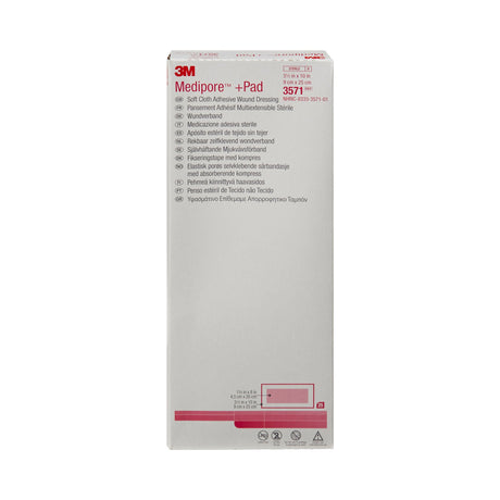 3M Medipore Composite Dressing, Rectangle Sterile Nonwoven Backing — 3.5" x 10"