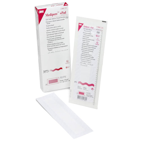 3M Medipore + Pad Soft Cloth Adhesive Wound Dressing, 3.5 x 13.75" - 3573 - LL Medico