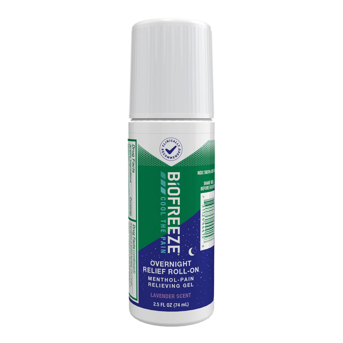 Biofreeze Overnight Relief Menthol Pain-Relieving Roll-On, 5% Menthol, Lavender Scent, 2.5 fl oz - 3250728 - LL Medico