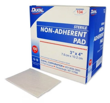 Dukal Non-Adherent Pad, Sterile, 3" x 4"